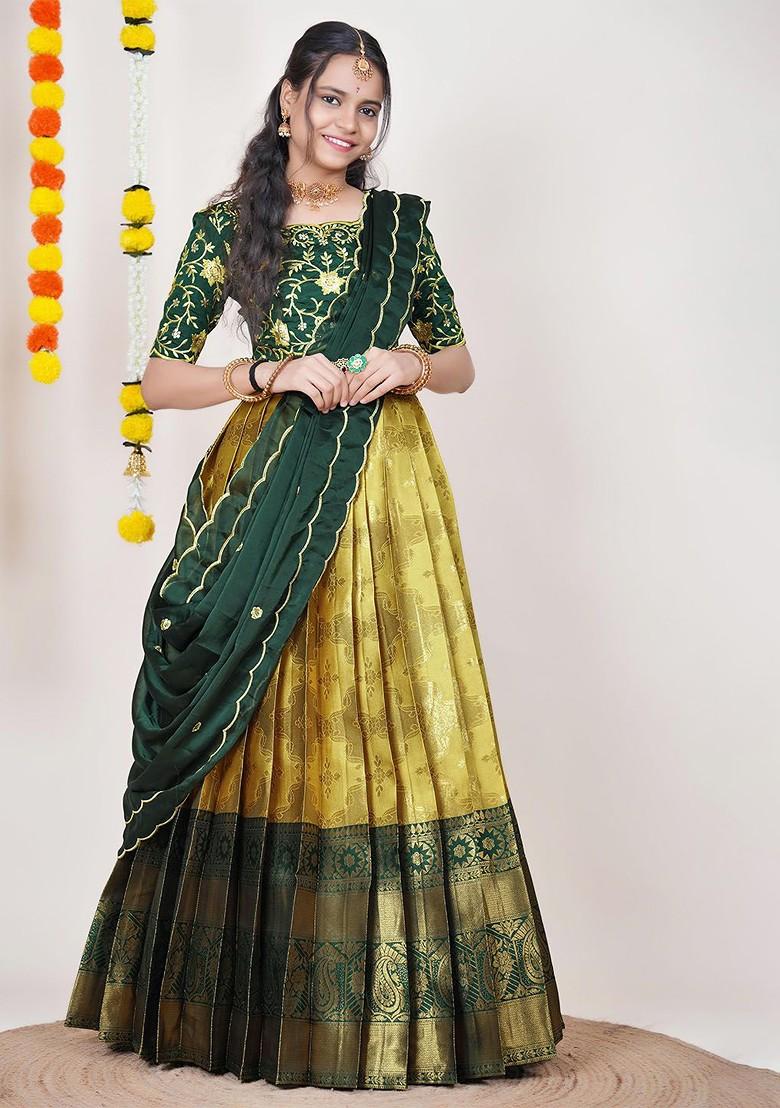 Yellow Emboridered Blended Lehenga Choli - Indya