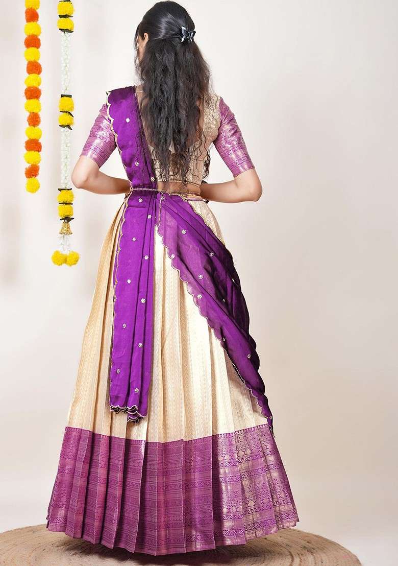 Purple Woven Design Blended Lehenga Choli - Indya
