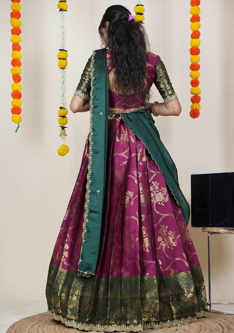 Purple Woven Design Blended Lehenga Choli - Indya