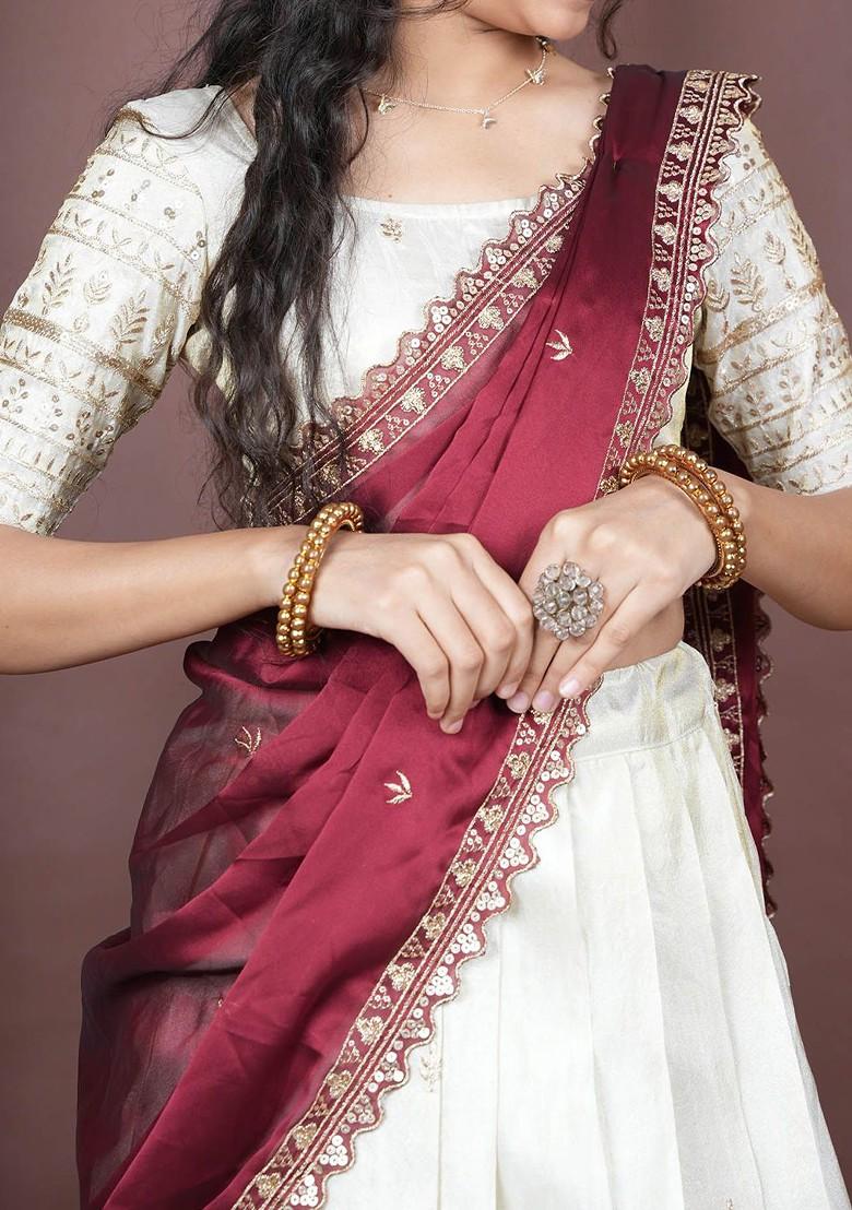 Maroon Emboridered Blended Lehenga Choli - Indya