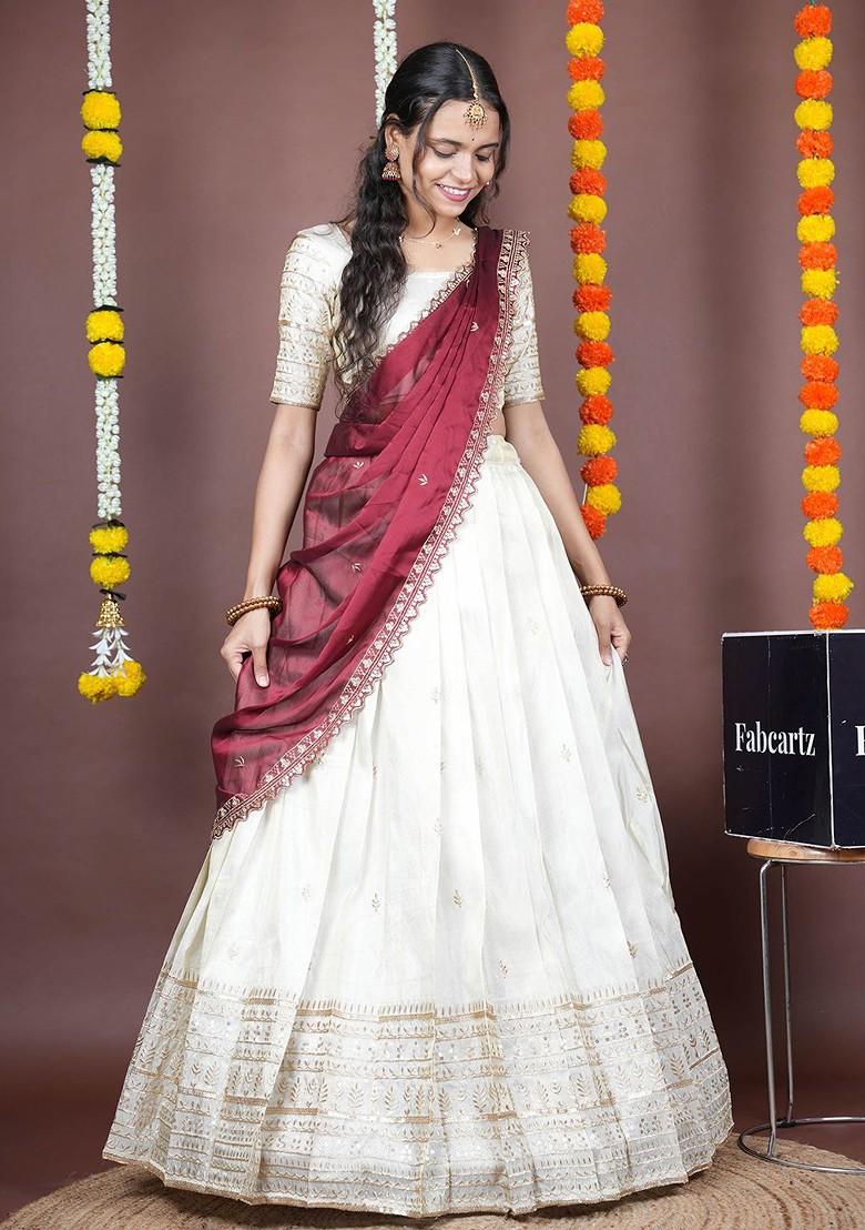 Maroon Emboridered Blended Lehenga Choli - Indya