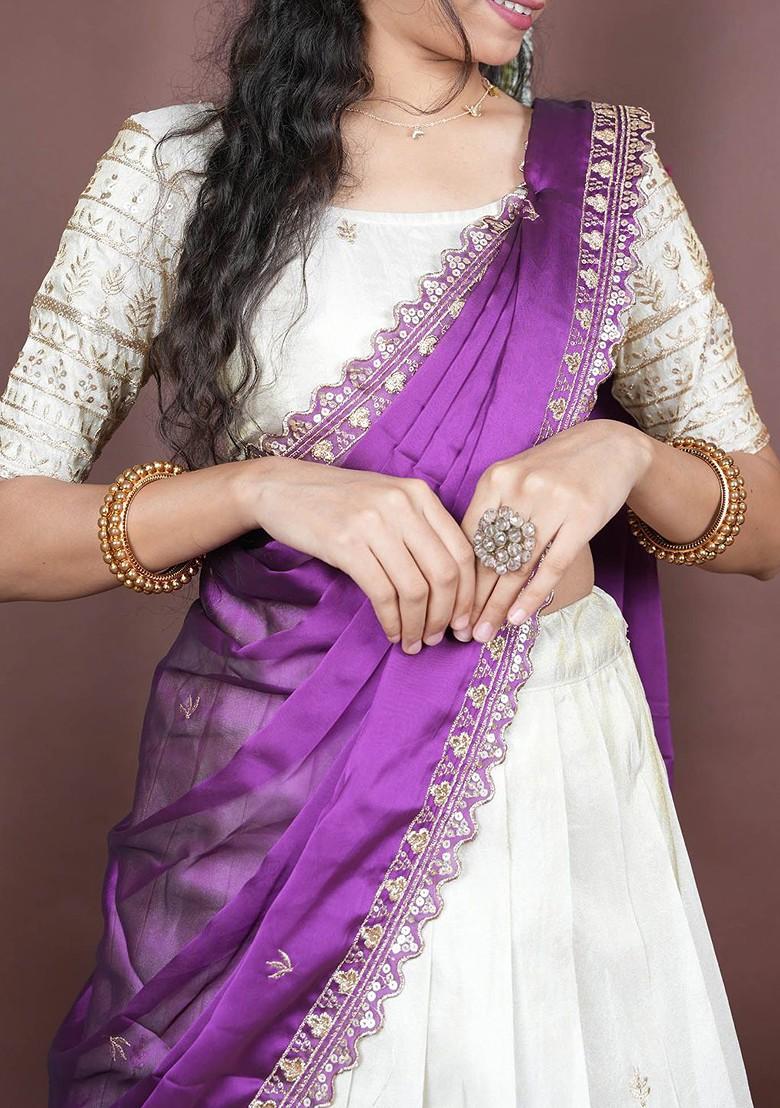 Violet Emboridered Blended Lehenga Choli - Indya