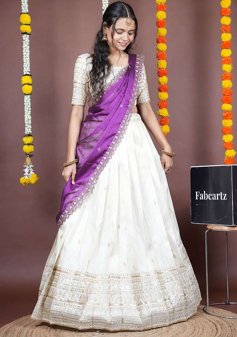 Violet Emboridered Blended Lehenga Choli - Indya