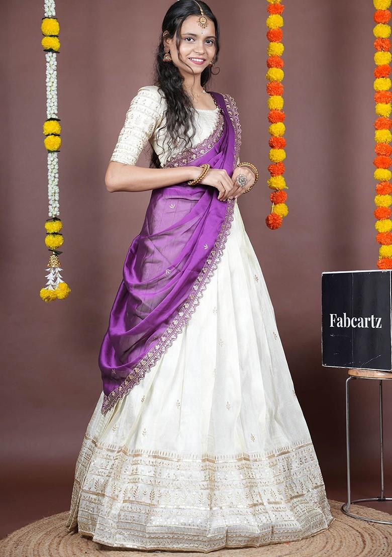 Violet Emboridered Blended Lehenga Choli - Indya
