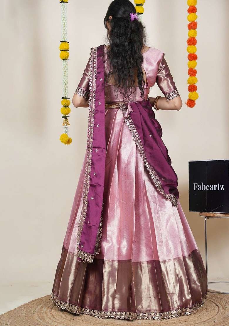 Pink Emboridered Blended Lehenga Choli - Indya