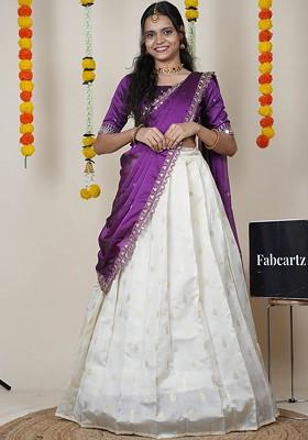 Violet Emboridered Blended Lehenga Choli