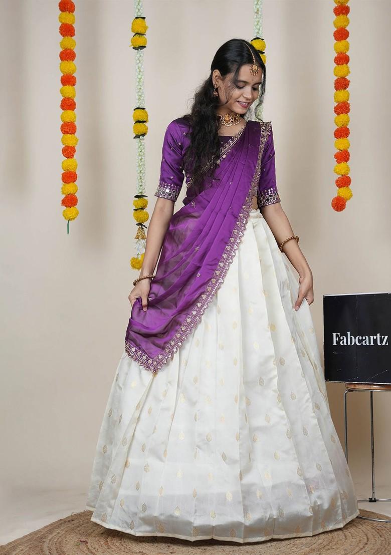 Violet Emboridered Blended Lehenga Choli - Indya
