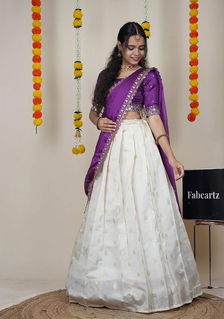 Violet Emboridered Blended Lehenga Choli - Indya