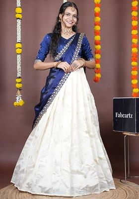 Navy Blue Emboridered Blended Lehenga Choli