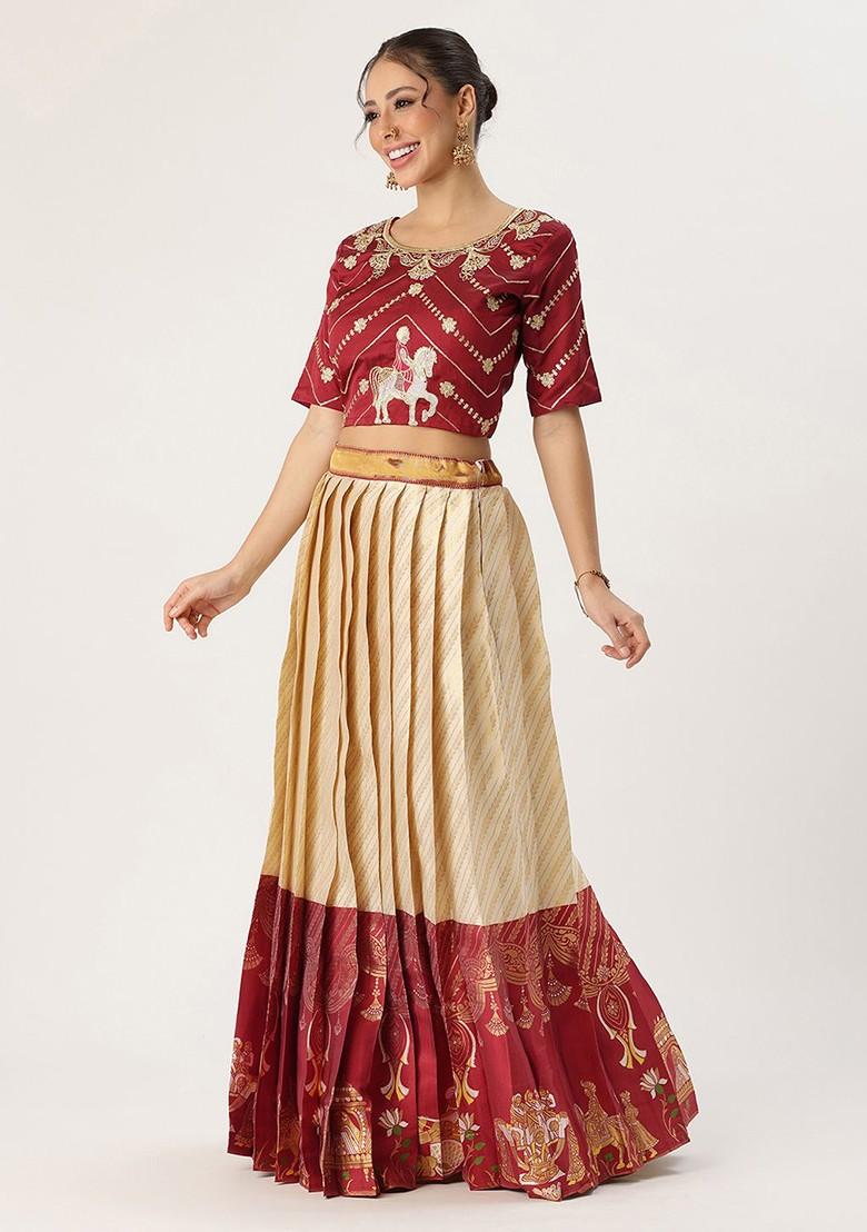 Maroon Emboridered Blended Lehenga Choli - Indya