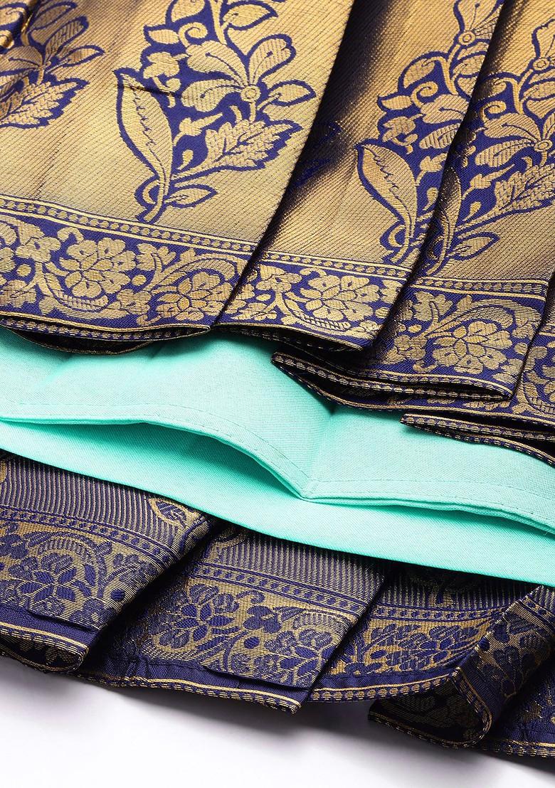 Turquoise Blue Emboridered Blended Lehenga Choli - Indya