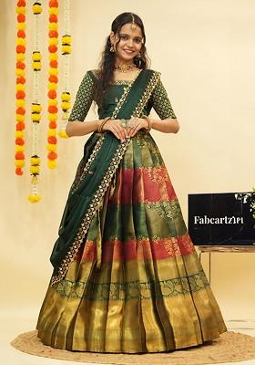 Maroon Zari Work Blended Lehenga Choli