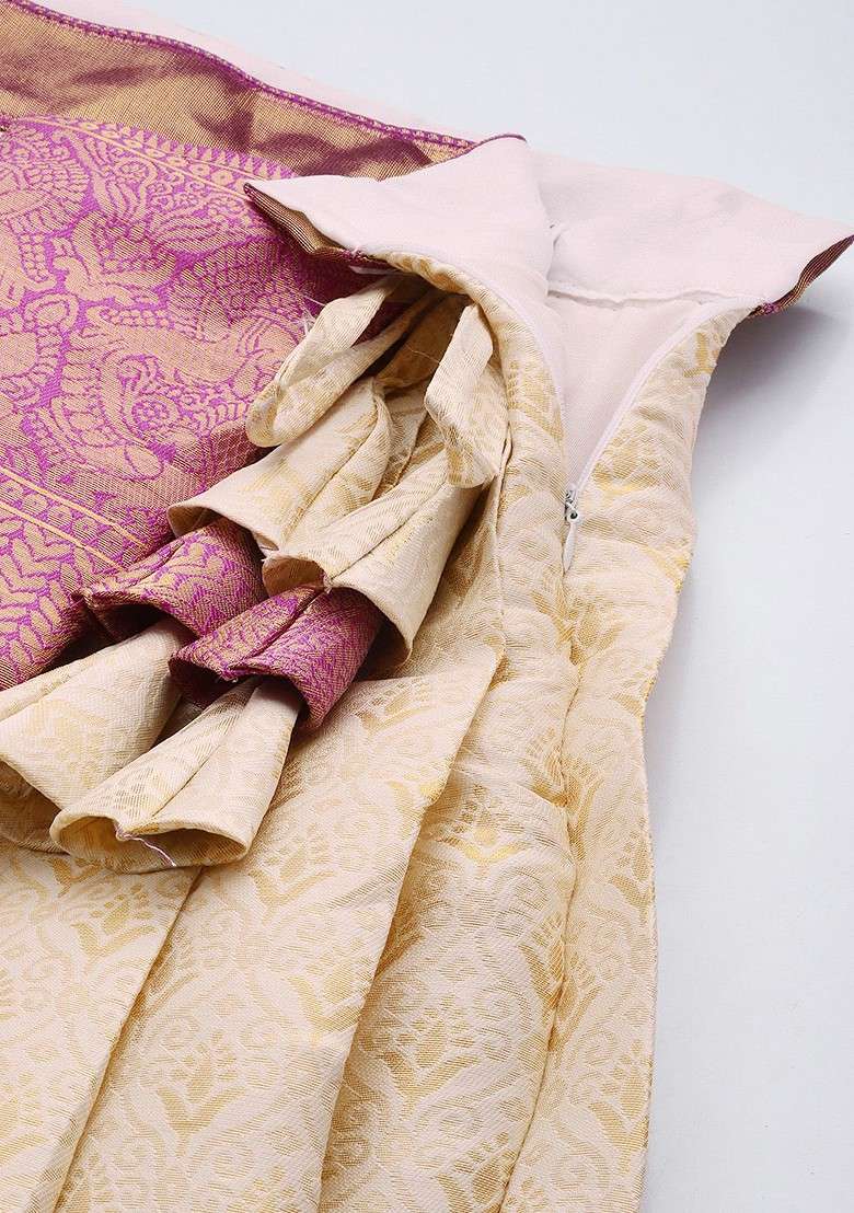 Cream Emboridered Blended Lehenga Choli - Indya