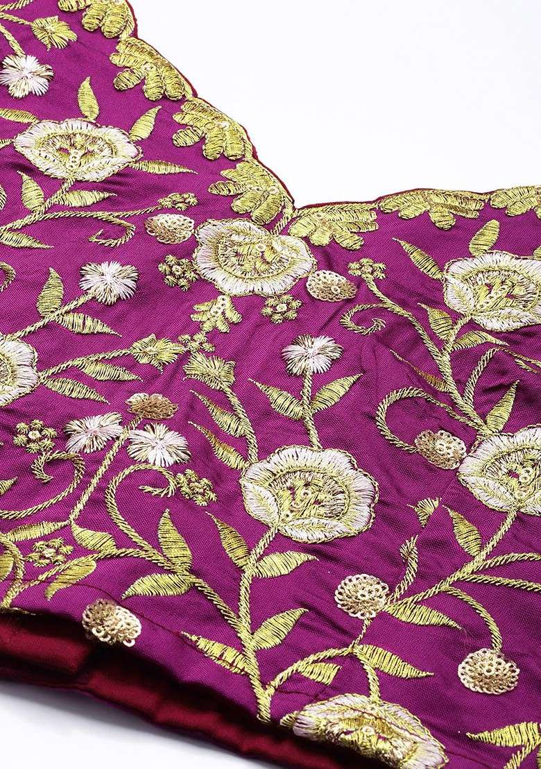 Pink Emboridered Blended Lehenga Choli - Indya