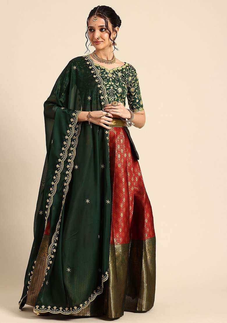 Maroon Emboridered Blended Lehenga Choli - Indya
