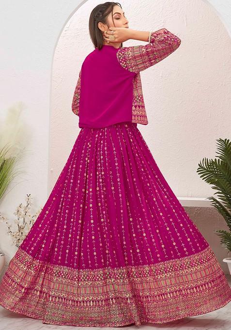 Pink Emboridered Blended Lehenga Choli