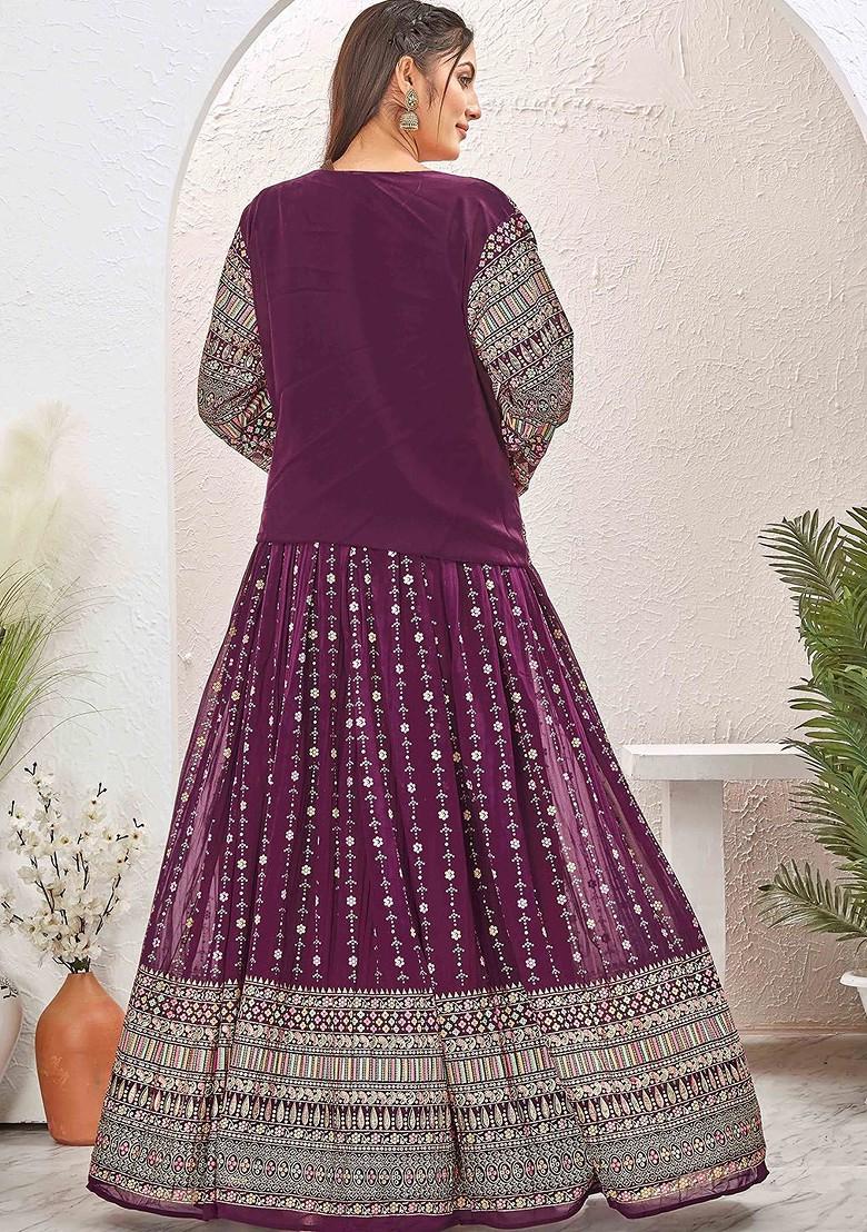 Burgundy Emboridered Blended Lehenga Choli