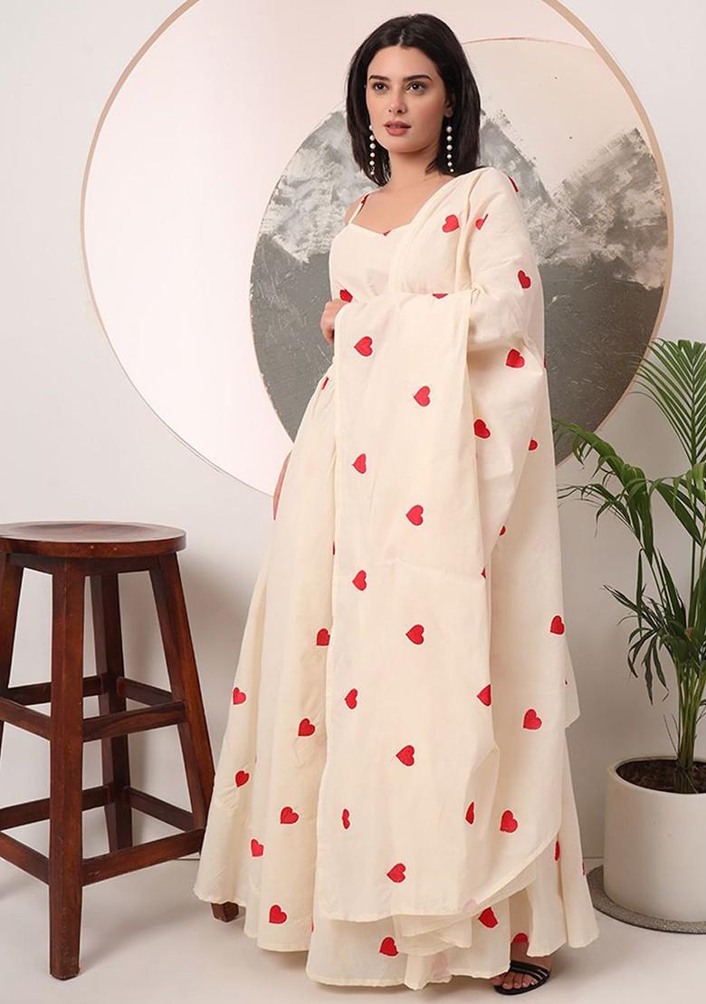 Cream Emboridered Blended Lehenga Choli - Indya