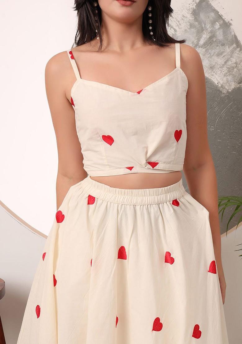 Cream Emboridered Blended Lehenga Choli - Indya