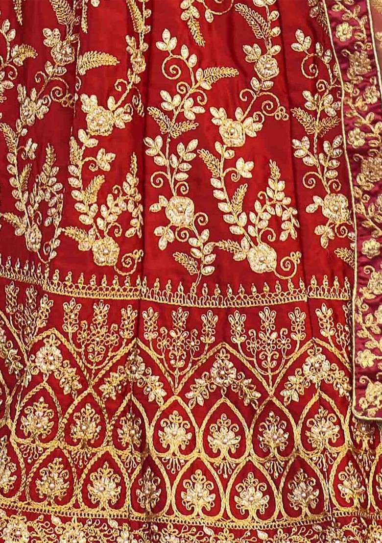 Maroon Emboridered Blended Lehenga Choli - Indya