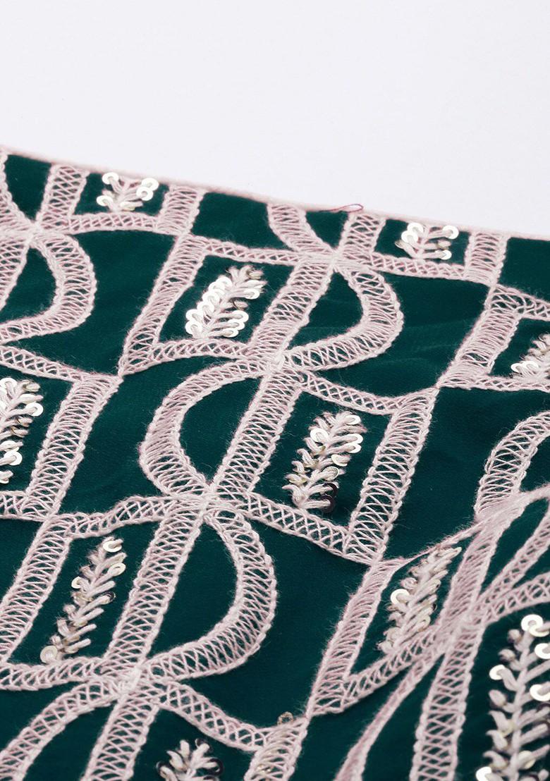 Teal Emboridered Blended Lehenga Choli - Indya