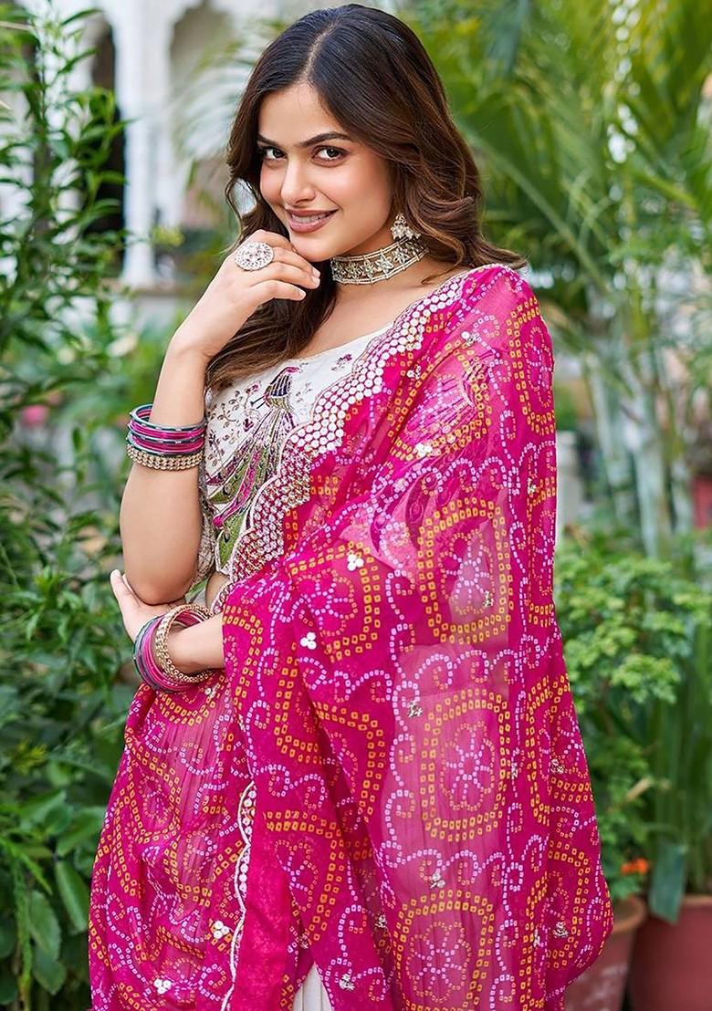 Cream Emboridered Blended Lehenga Choli - Indya