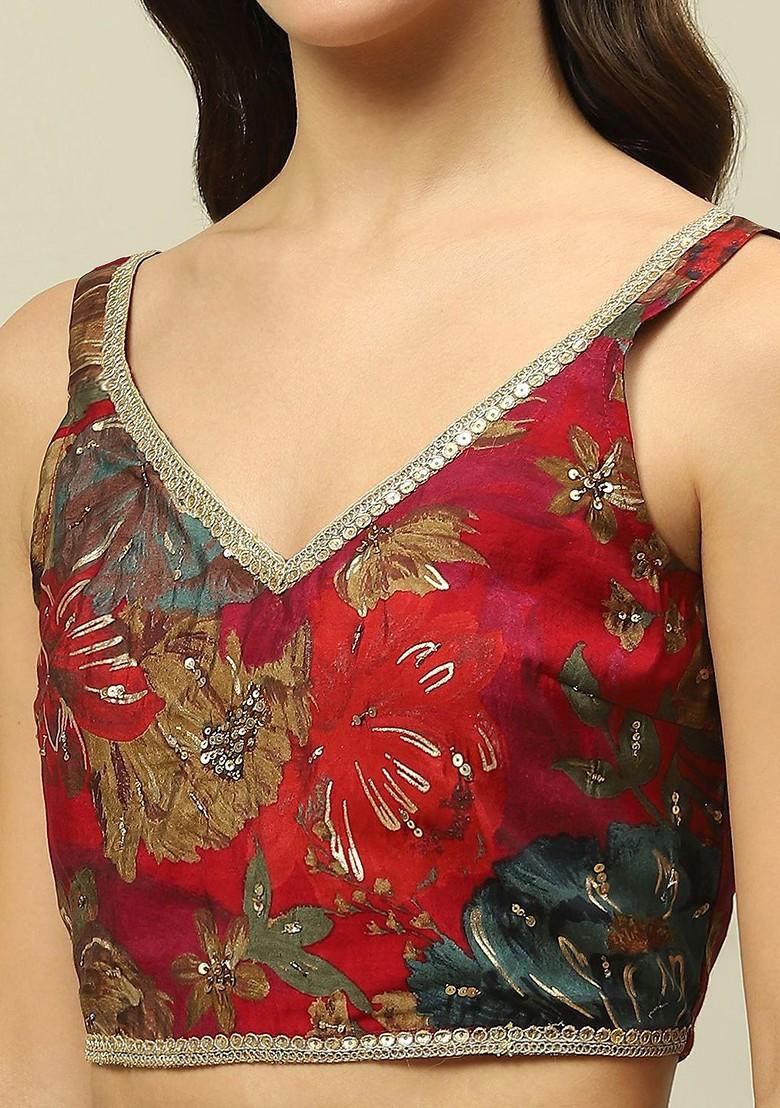 Pink Printed Blended Lehenga Choli - Indya