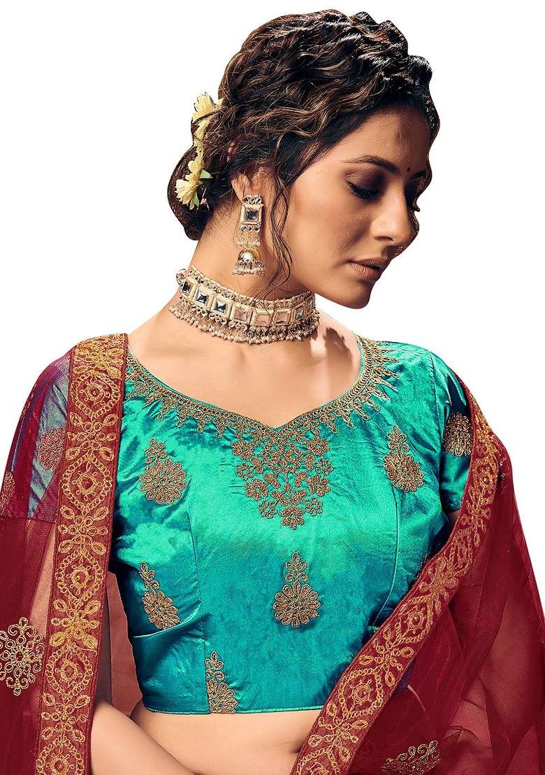 Maroon Emboridered Blended Lehenga Choli - Indya