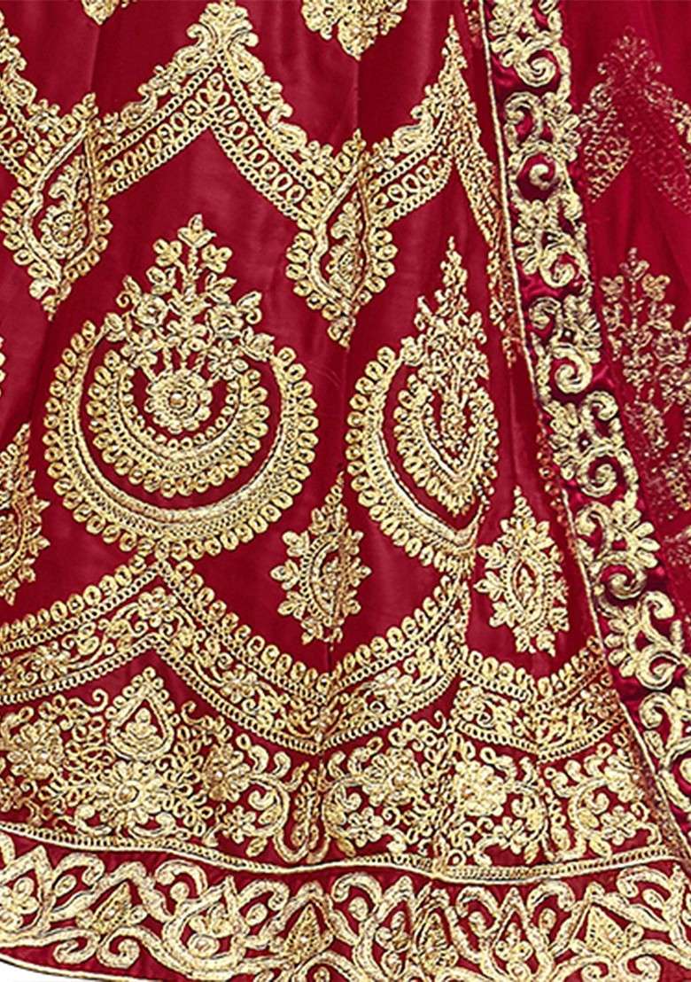 Maroon Emboridered Blended Lehenga Choli - Indya