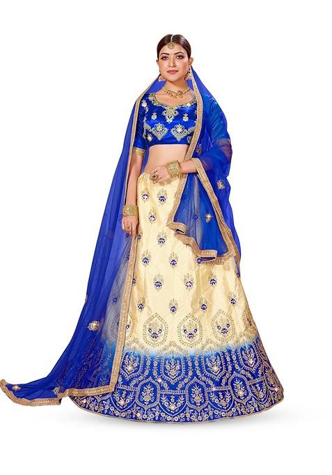 Beige Emboridered Blended Lehenga Choli — view on Indya