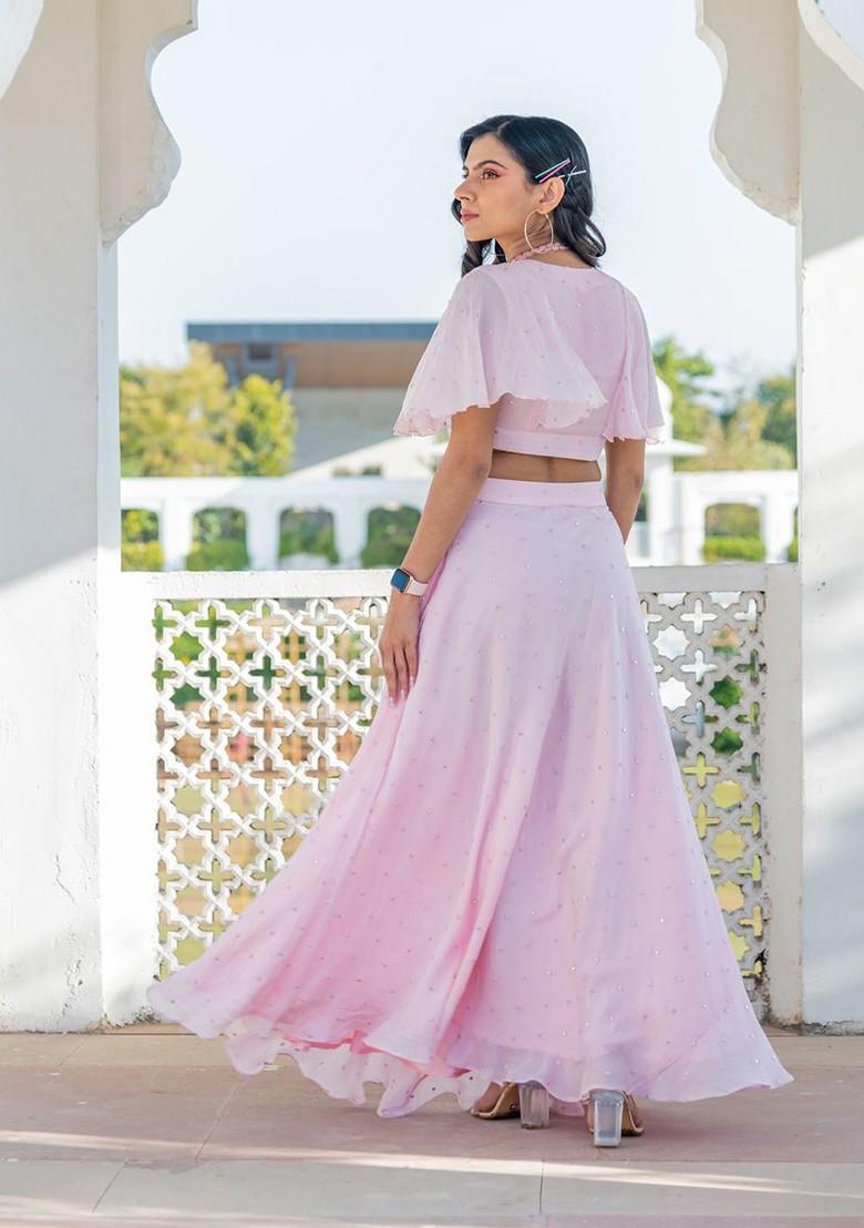 Pink Emboridered Blended Lehenga Choli