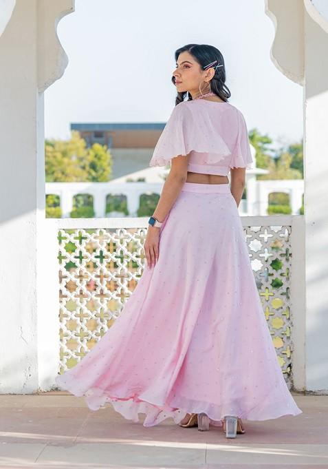 Pink Emboridered Blended Lehenga Choli