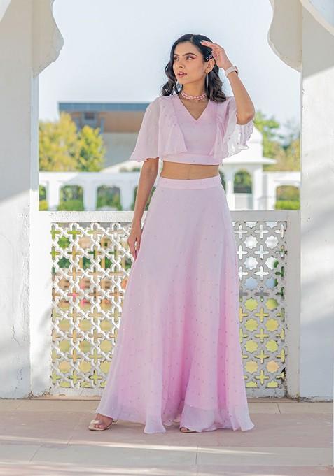 Pink Emboridered Blended Lehenga Choli