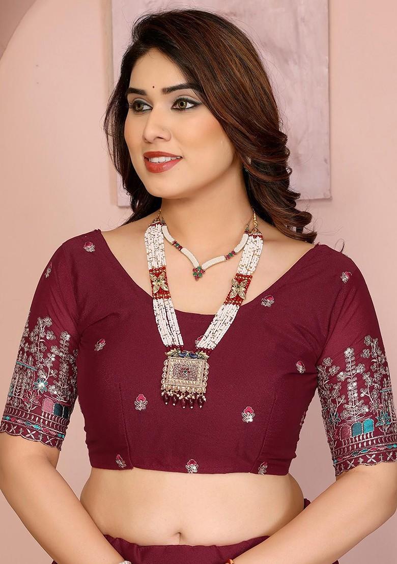 Maroon Emboridered Blended Lehenga Choli - Indya
