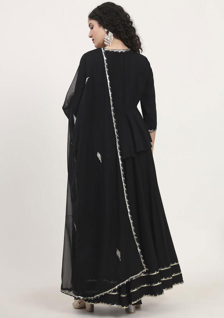 Black Gotta Patti Blended Lehenga Choli - Indya
