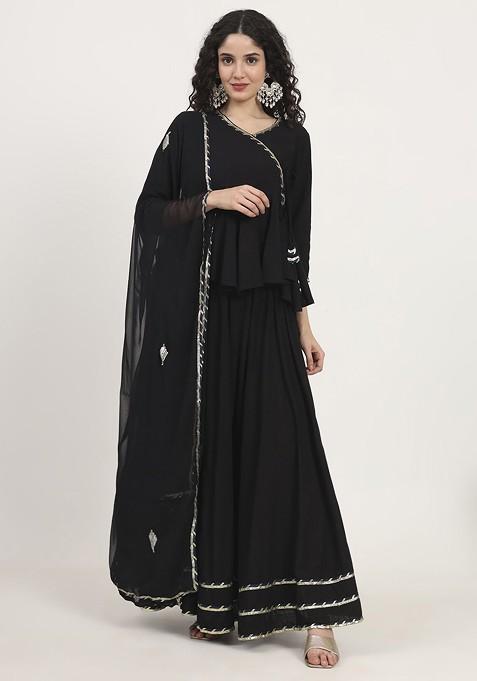 Black Gotta Patti Blended Lehenga Choli — view on Indya