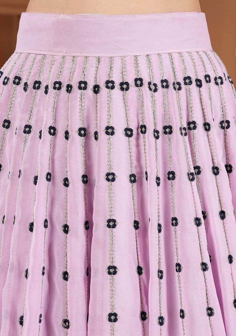Pink Embellished Blended Lehenga Choli - Indya