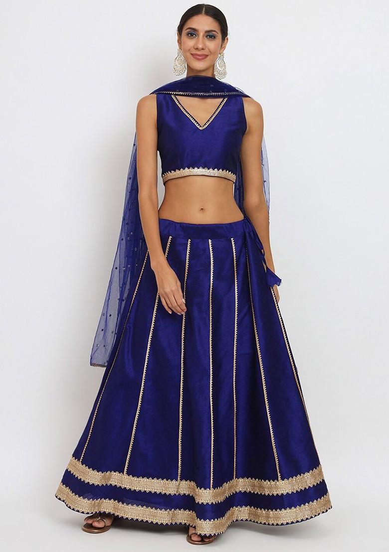 Blue Gotta Patti Blended Lehenga Choli