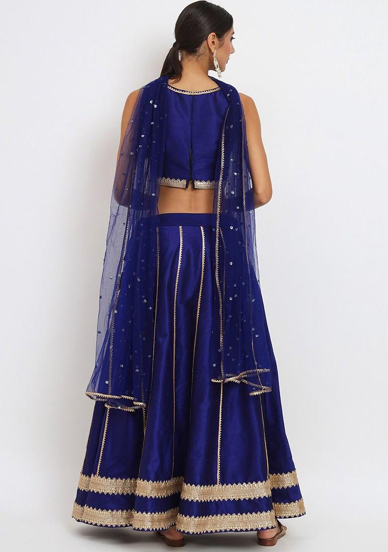 Blue Gotta Patti Blended Lehenga Choli
