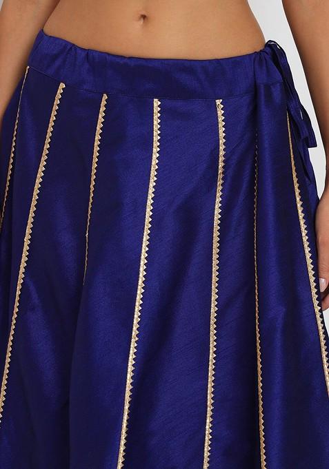 Blue Gotta Patti Blended Lehenga Choli