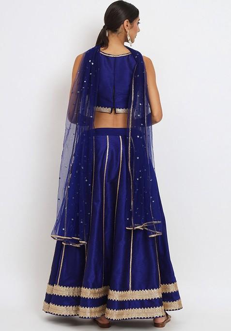 Blue Gotta Patti Blended Lehenga Choli