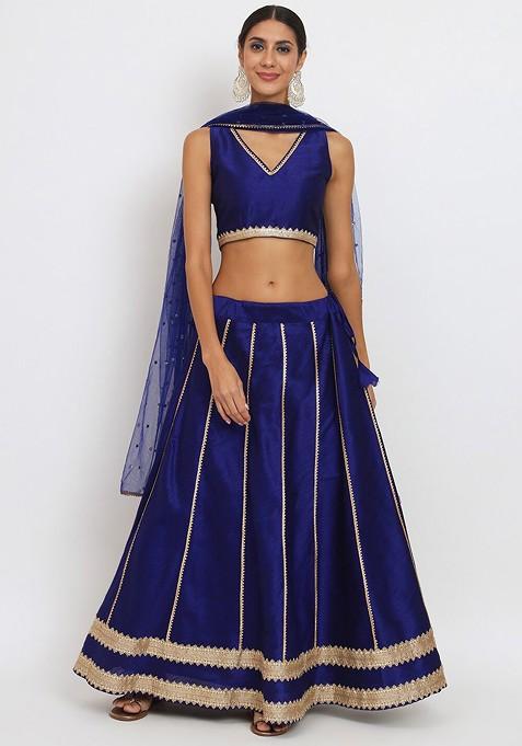 Blue Gotta Patti Blended Lehenga Choli