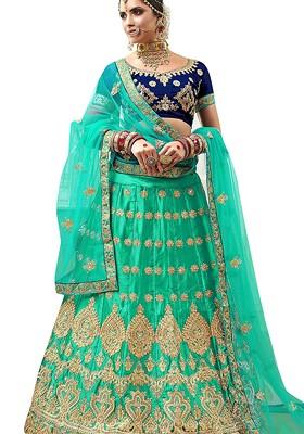 Sea Green Emboridered Blended Lehenga Choli