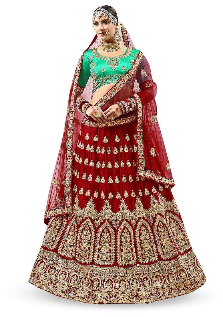 Maroon Emboridered Blended Lehenga Choli - Indya