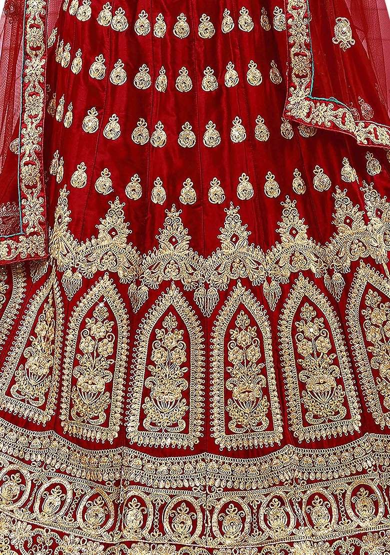 Maroon Emboridered Blended Lehenga Choli - Indya