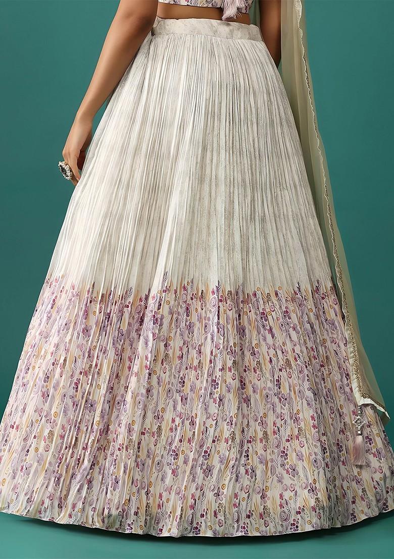 Off White Emboridered Blended Lehenga Choli - Indya