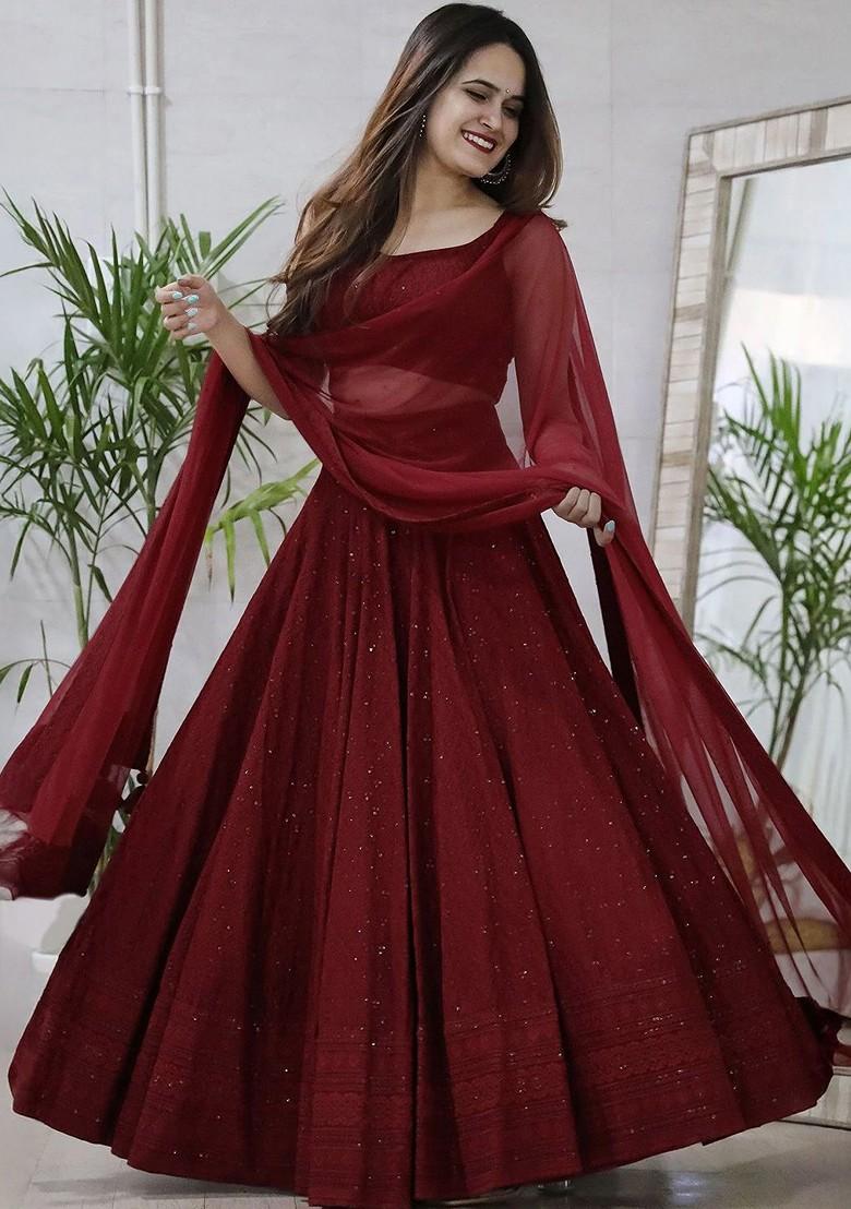 Maroon Emboridered Blended Lehenga Choli - Indya