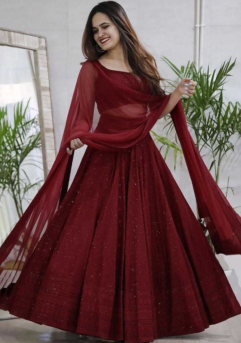 Maroon Emboridered Blended Lehenga Choli - Indya