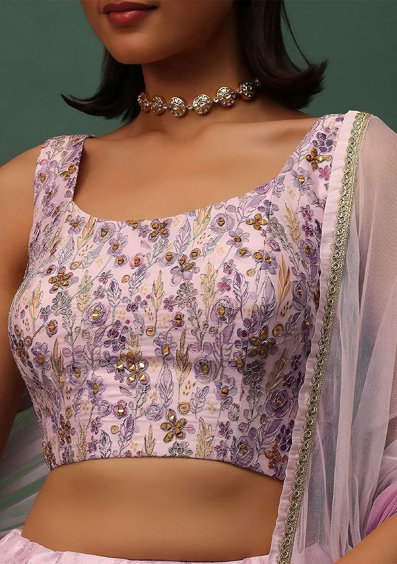 Purple Emboridered Blended Lehenga Choli - Indya