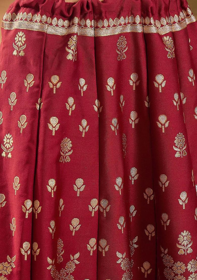 Maroon Woven Design Blended Lehenga Choli - Indya